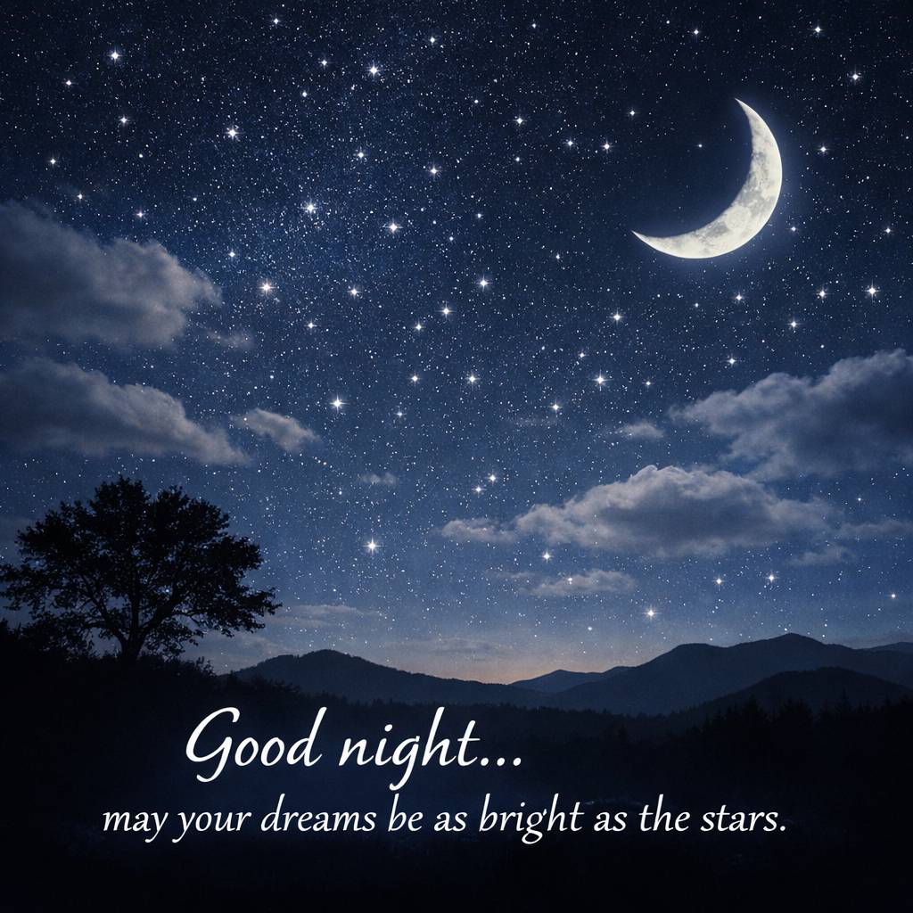 "As the stars twinkle above and the moon watches over you, may your heart find peace, your mind rest...