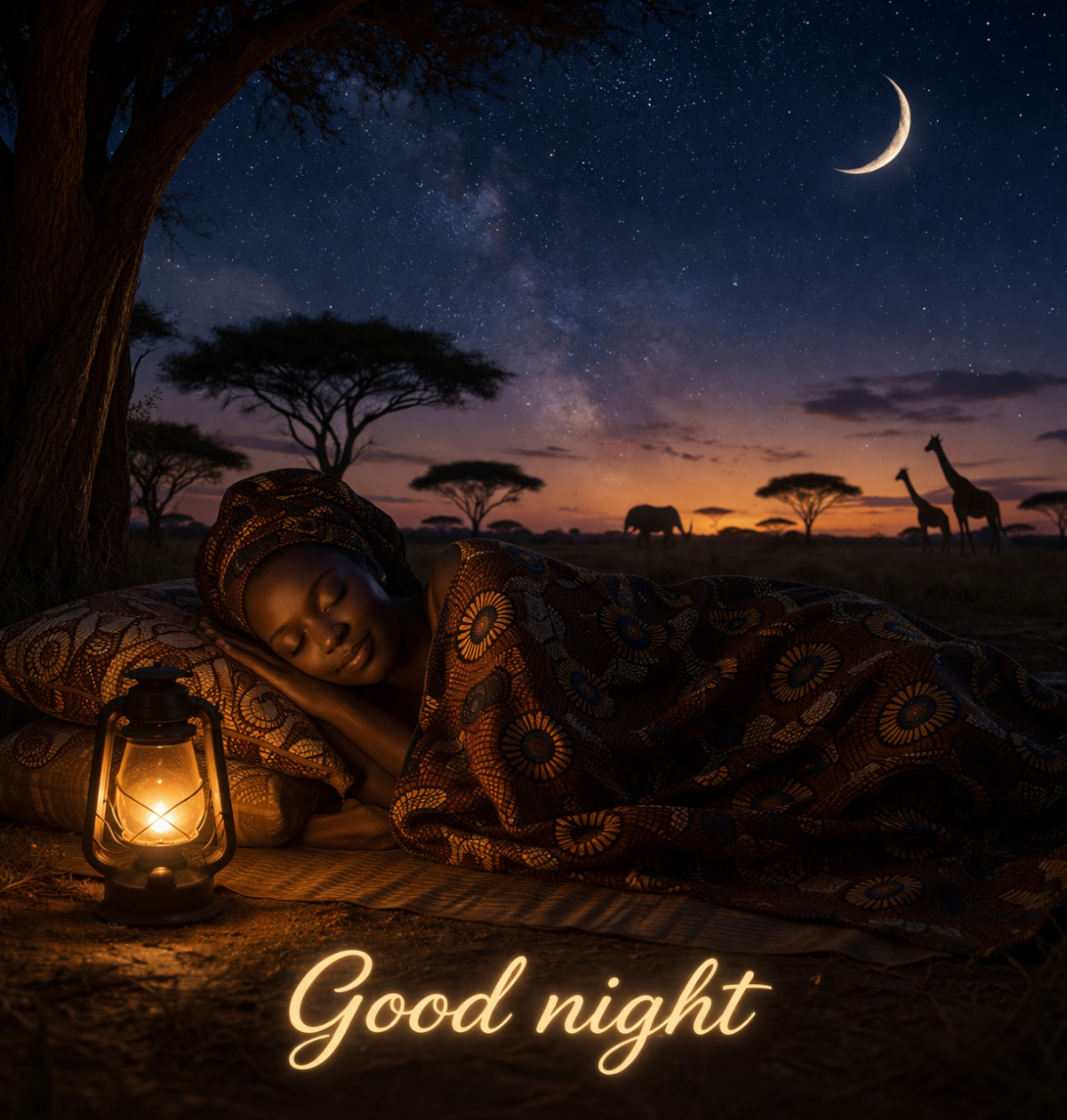 Good night 🌙
May the calm of the African night wrap around you like a warm embrace,
and may your dr...