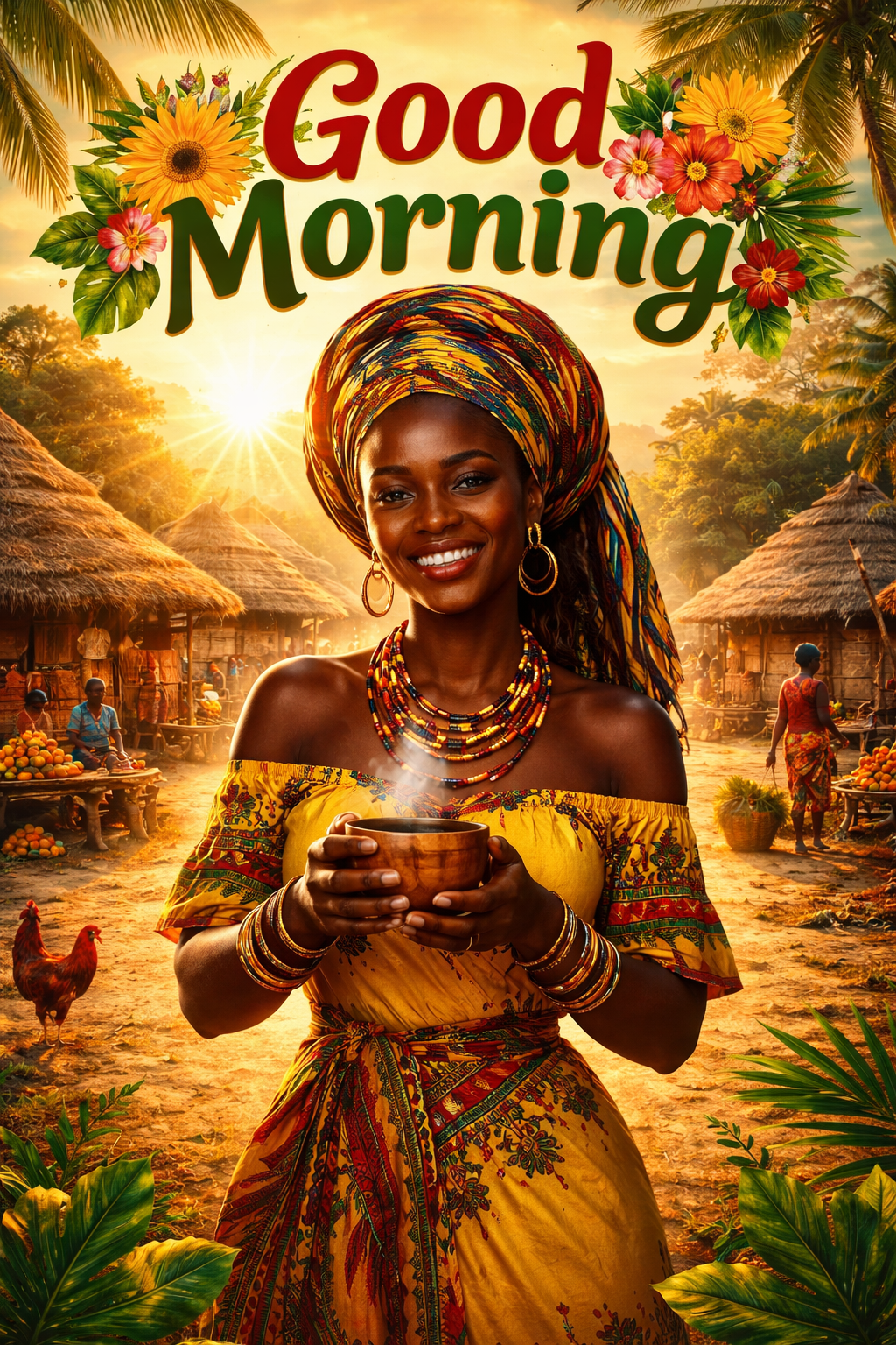 Good morning ๐
May your day rise with strength like the African sun,
warm your heart like village l...