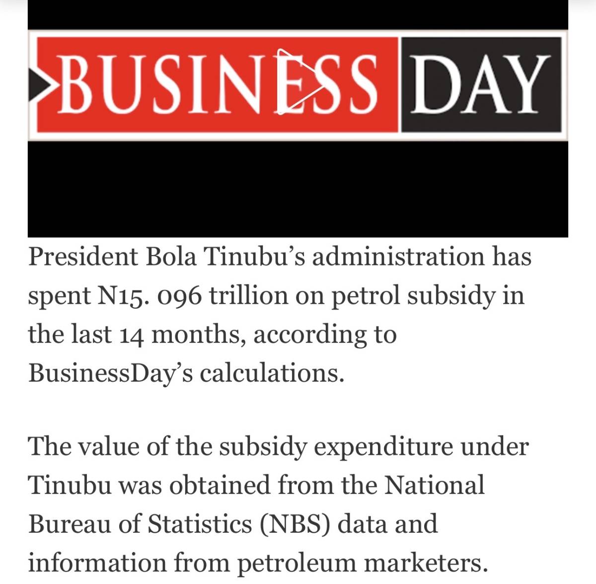 Same Tinubu government that claim subsidy is gone spent 15.7 trillion on subsidy
