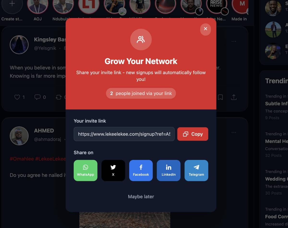 New feature, if you want more followers, every single user that signups using your invite link auto...