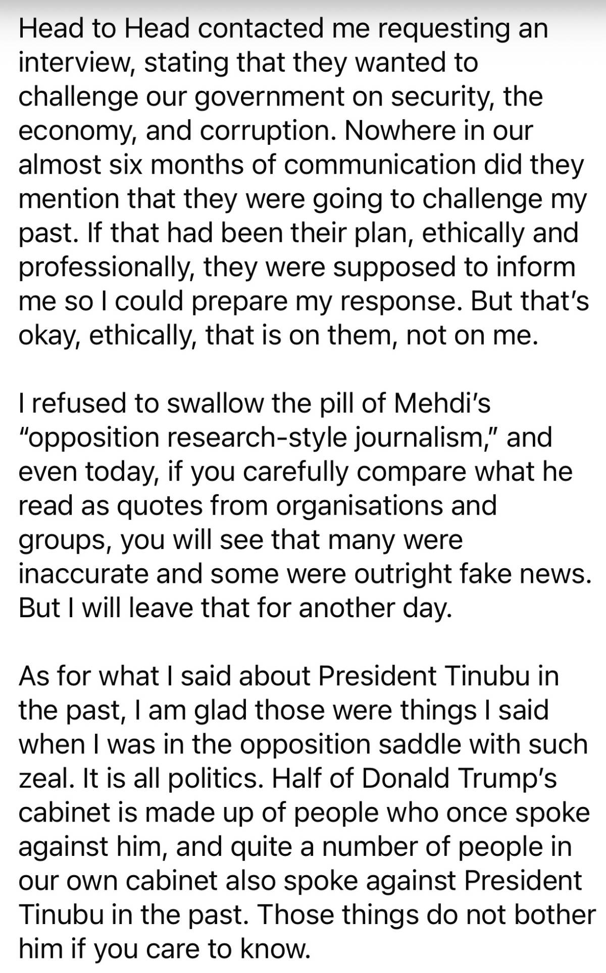 Bwala's reaction continues