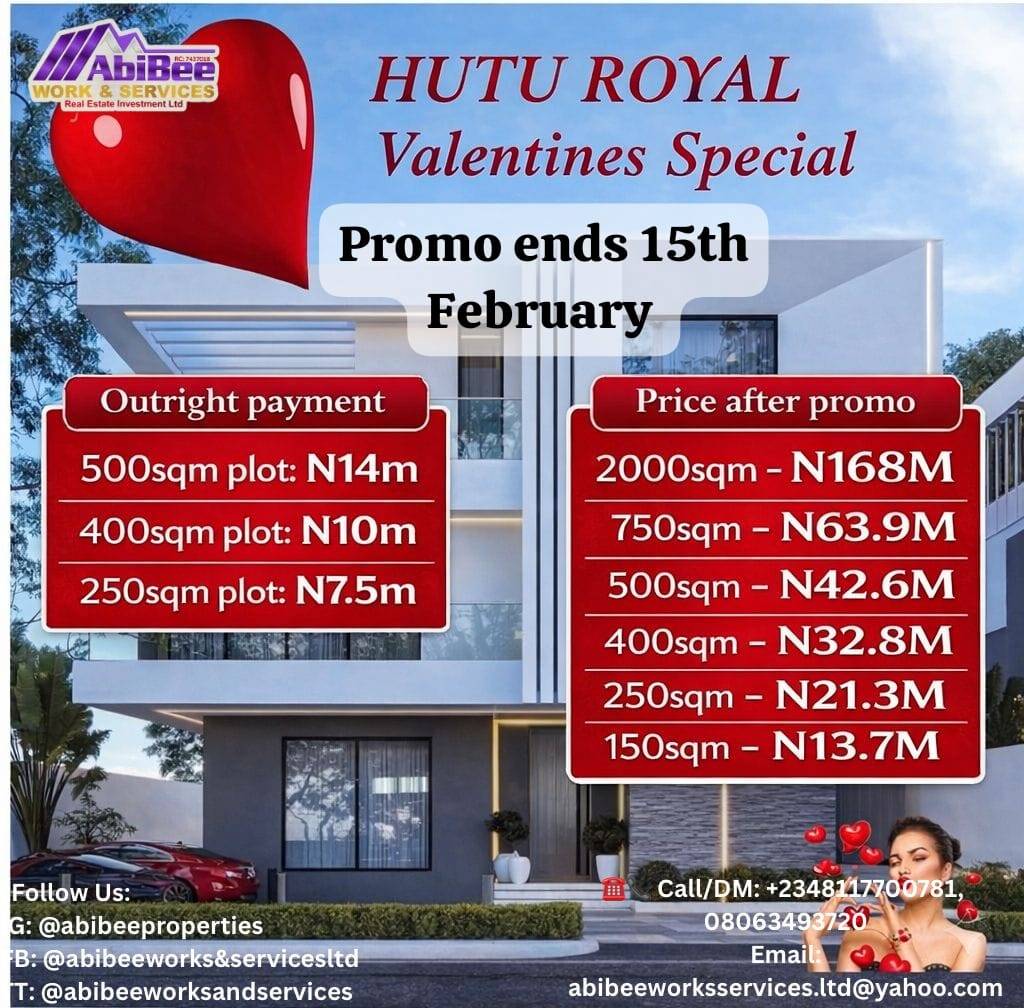 Our Valentine gift to existing clients and prospective buyers HUTU ROYAL Val discount, just for yo...