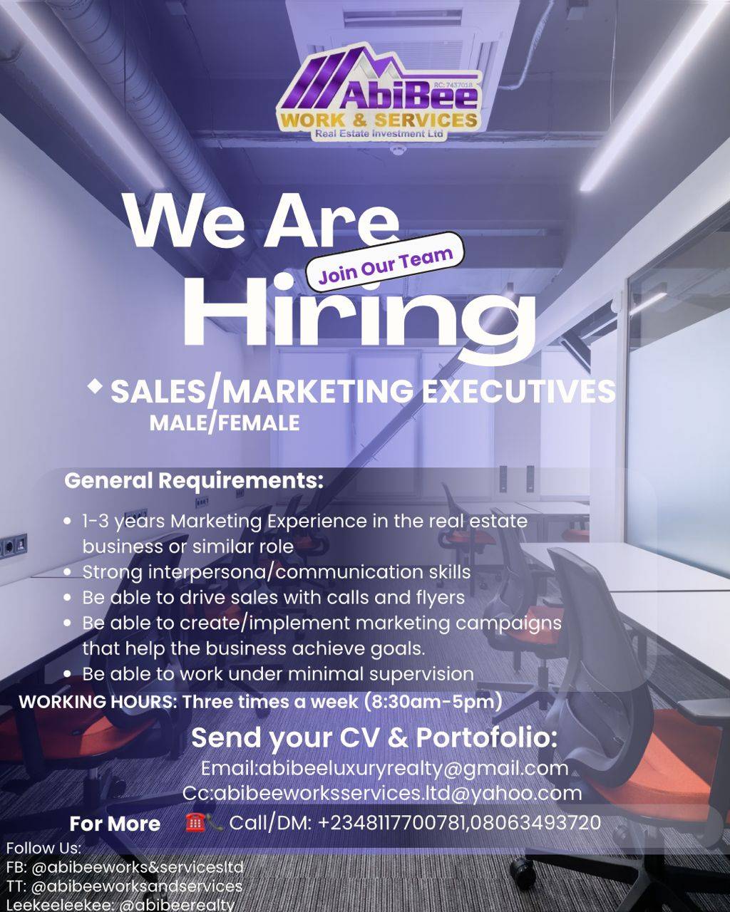 WE ARE HIRING!!!
We are looking for skilled marketers (both male and female) with key responsibilit...