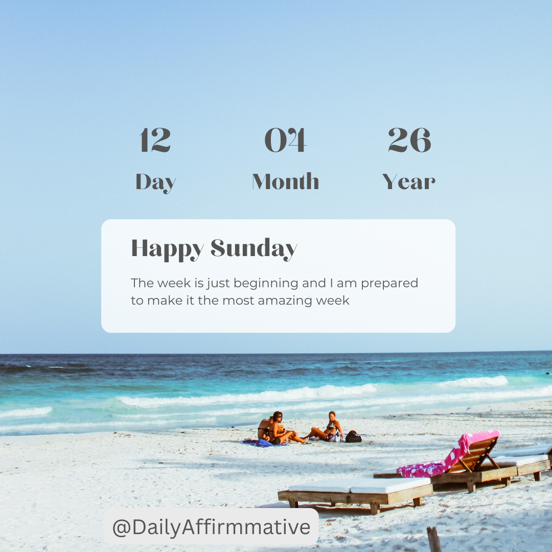 Say to yourself
"The week is just beginning, and I am prepared to make it the most amazing week.
I...