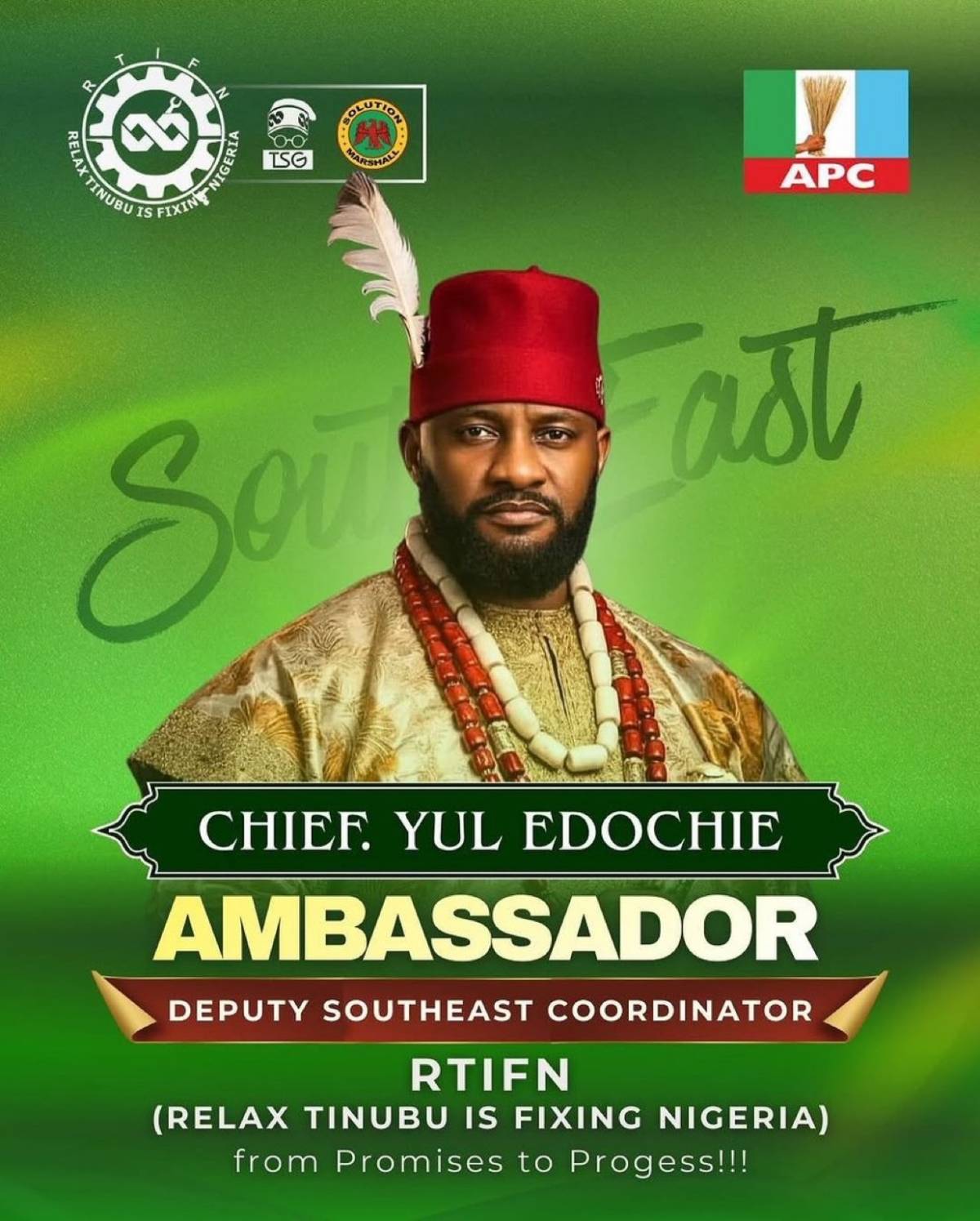 Nollywood Actor Yul Edochie has been unveiled as the Ambassador and Deputy South-East Coordinator fo...