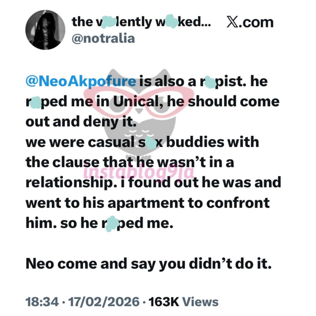 Crochet maker Arikan accuses BBN's Neo of rape. Dares him to publicly deny it