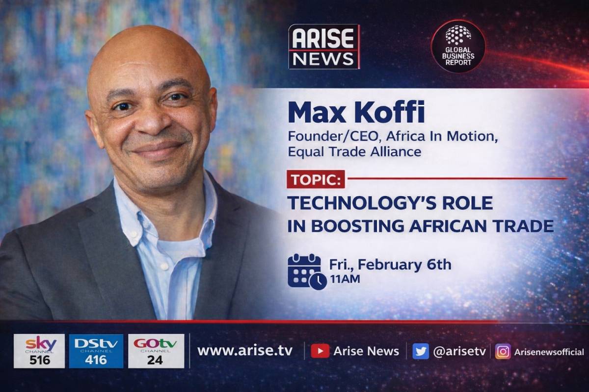 Tune in to Arise News at 11am as we discuss boosting Africa’s Trade flows with Technology