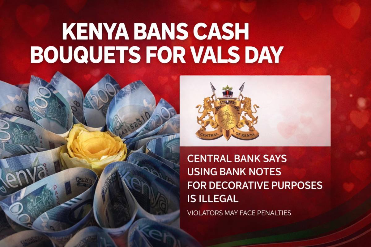 Kenya’s Central Bank says folding cash into a bouquet ~ to give to your bae ~ on Valentine’s Day ~ i...