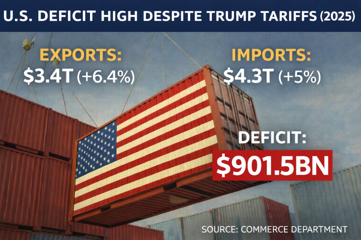 Trump’s aggressive “America first” Trade policy didn’t move the needle much in 2025. Goods deficit a...
