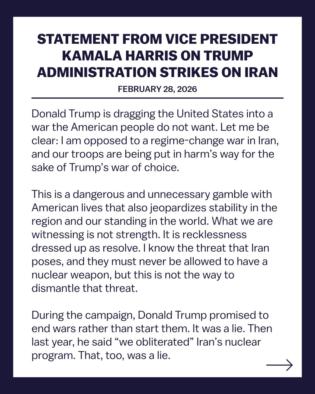 "What we are witnessing is not strength. It is recklessness dressed up as resolve. I know the threat...