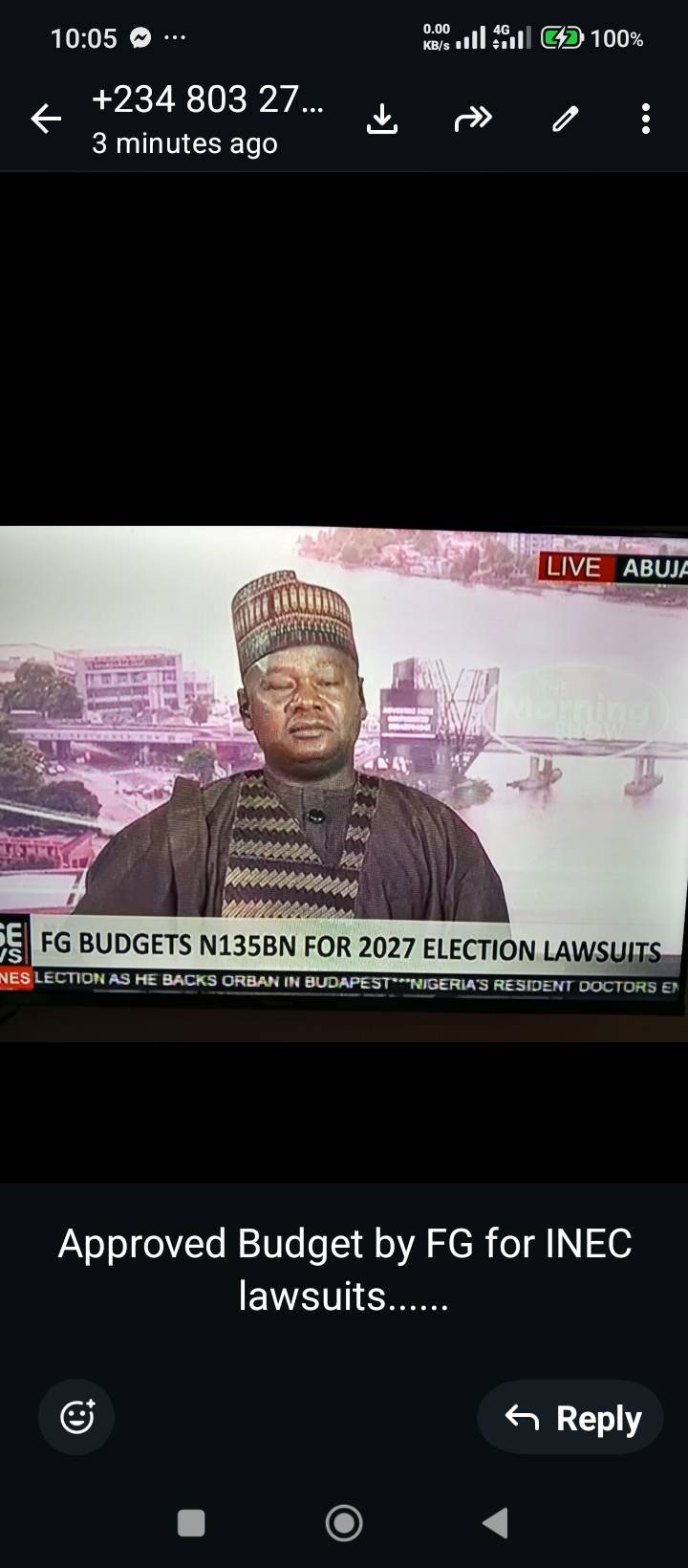 The only message I get from this unprecedented N135BN approved budget for 2027 election lawsuits is...