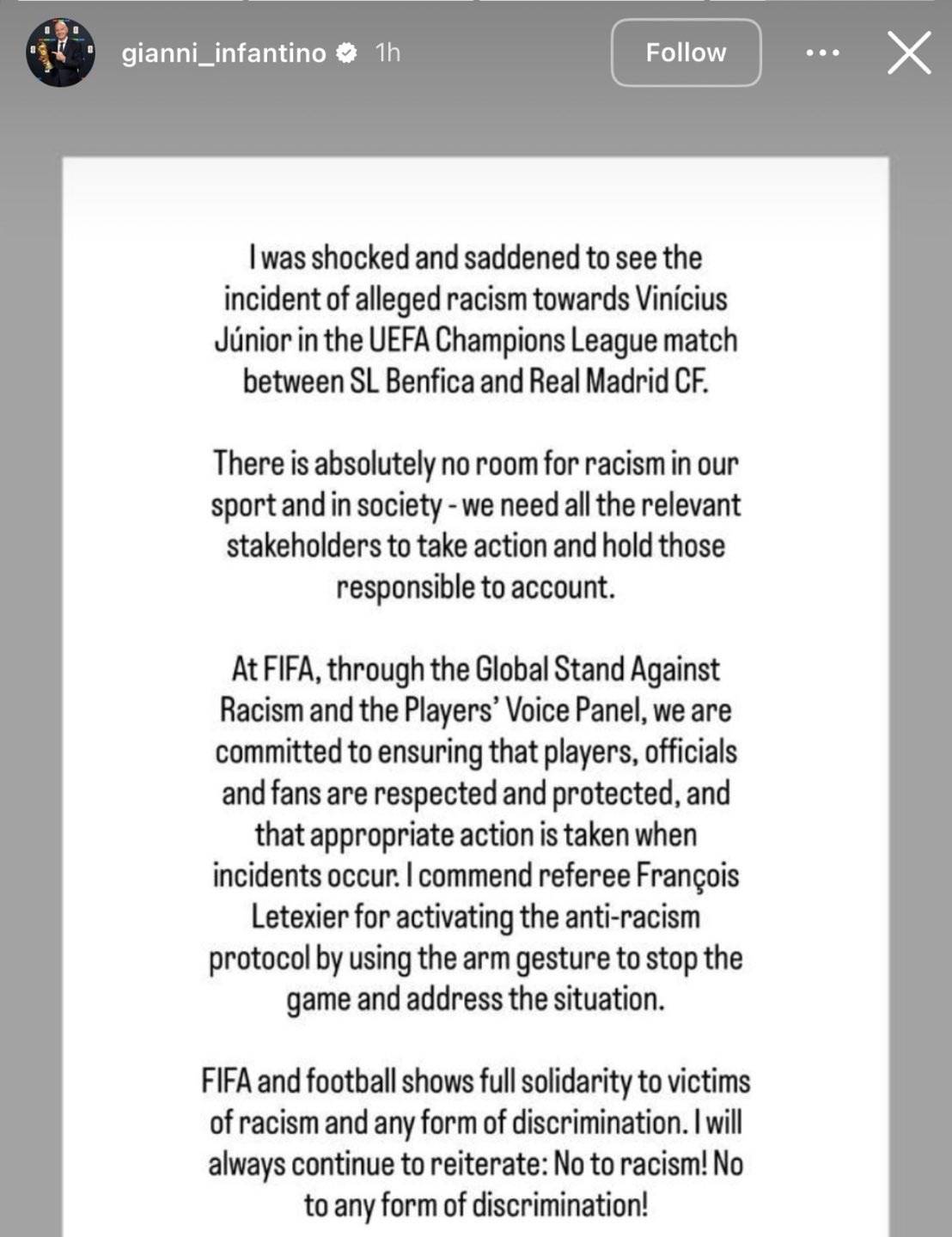 As shared by FIFA president