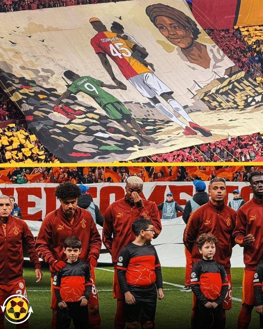 ๐จ The magnificent tifo from Galatasaray supporters for Victor Osimhen, paying tribute to his late m...