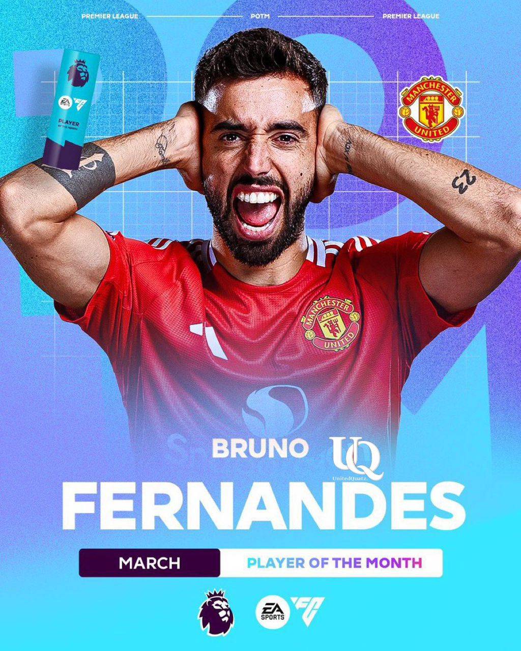 ๐จ๐ Bruno Fernandes has been named Marchโs Premier League Player of the Month.
He now has 6 POTM a...