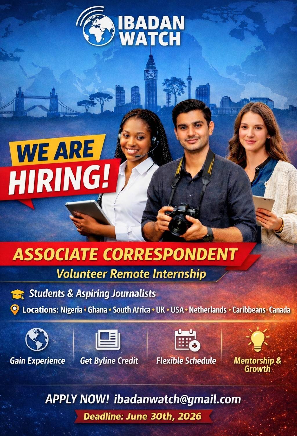 ποΈ CALL FOR VOLUNTEERS & INTERNS: IBADAN WATCH.
Are you a student or aspiring journalist?
Passiona...
