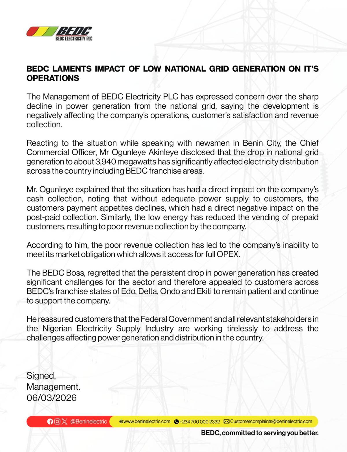 its shameful enough for Nigerians to be experiencing power challenge in this present age. Countries...