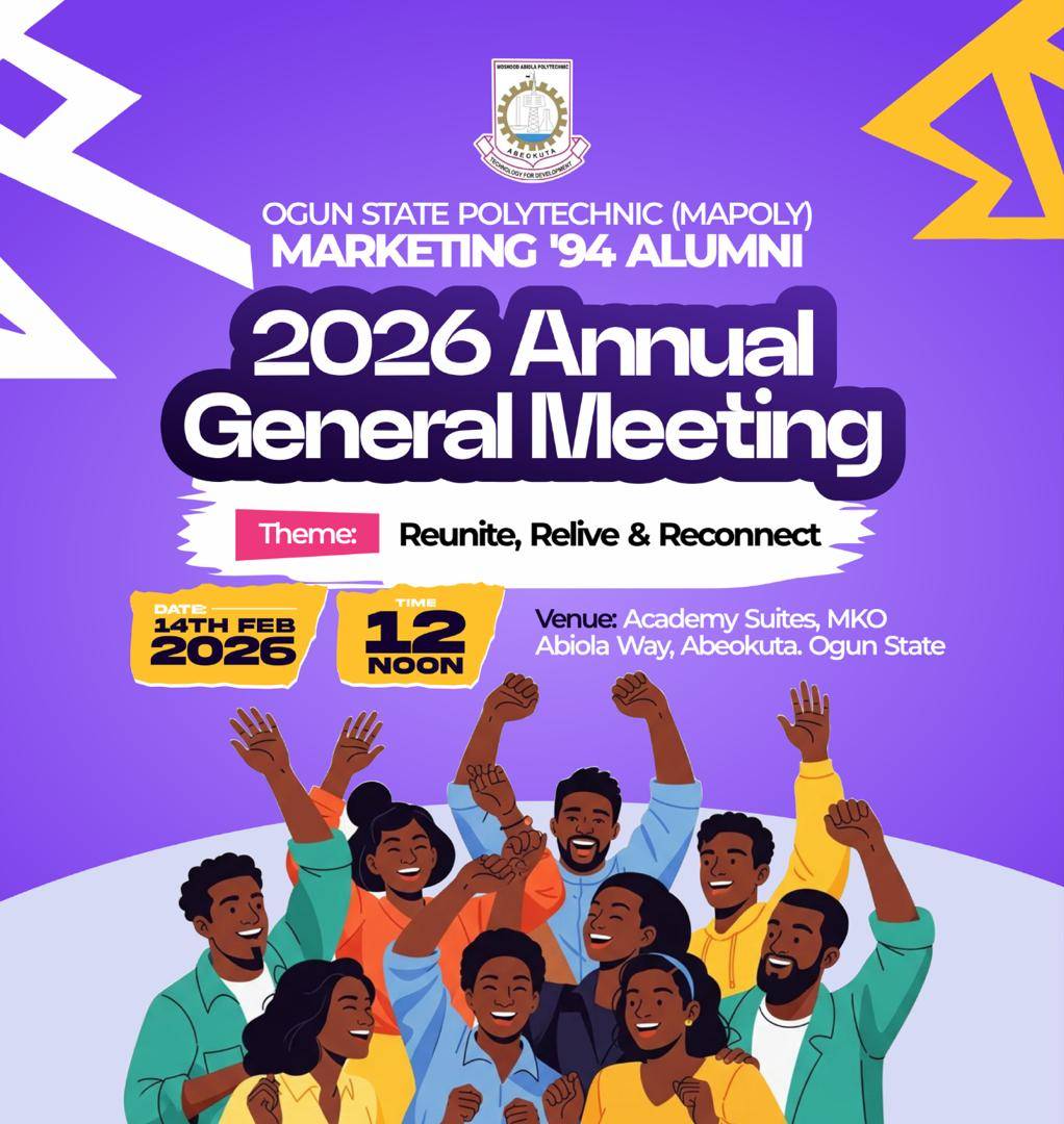 Ogun Poly Marketing '94 Alumni, let's come together again on Saturday in Abeokuta
