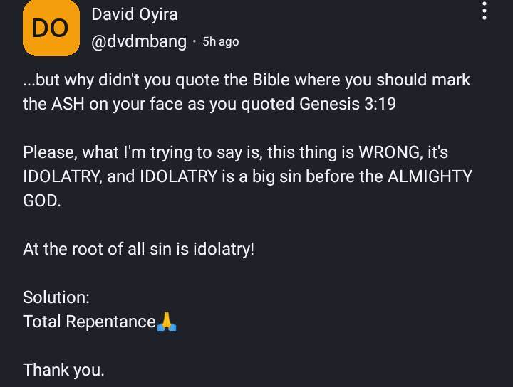 @dvdmbang I appreciate your comment on my post earlier today on ASH WEDNESDAY, and I also appreciate...