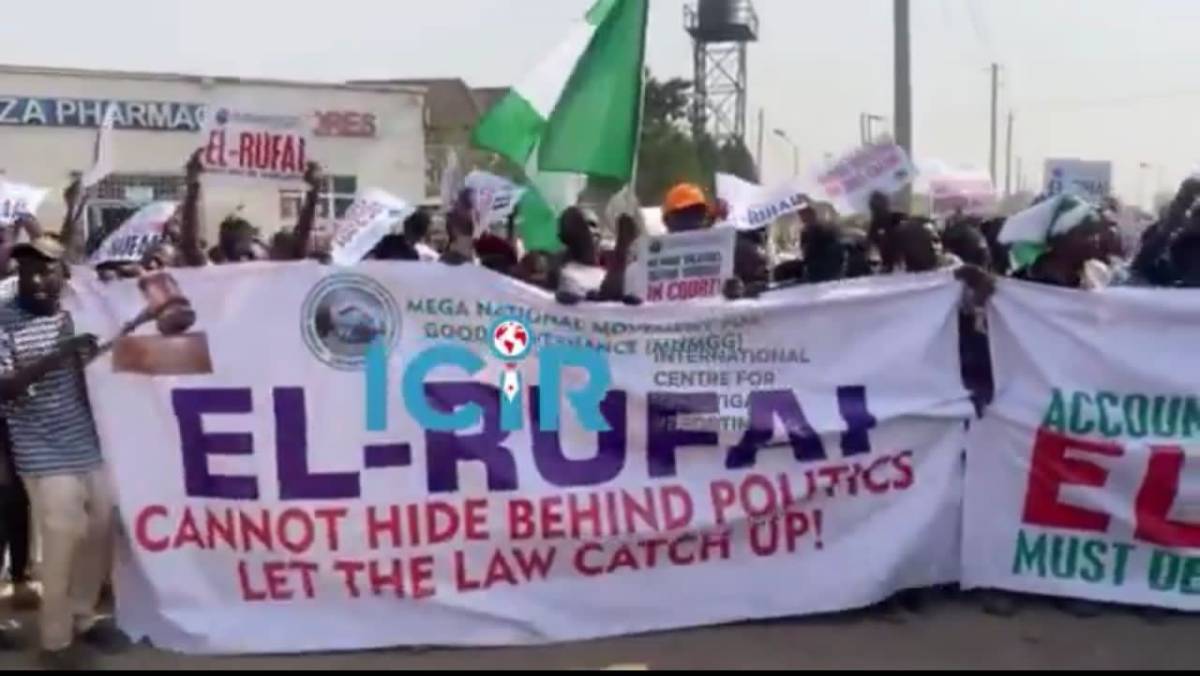 Protesters carried placards and banners denouncing Nasir El-Rufai, with messages such as, “El-Rufai...