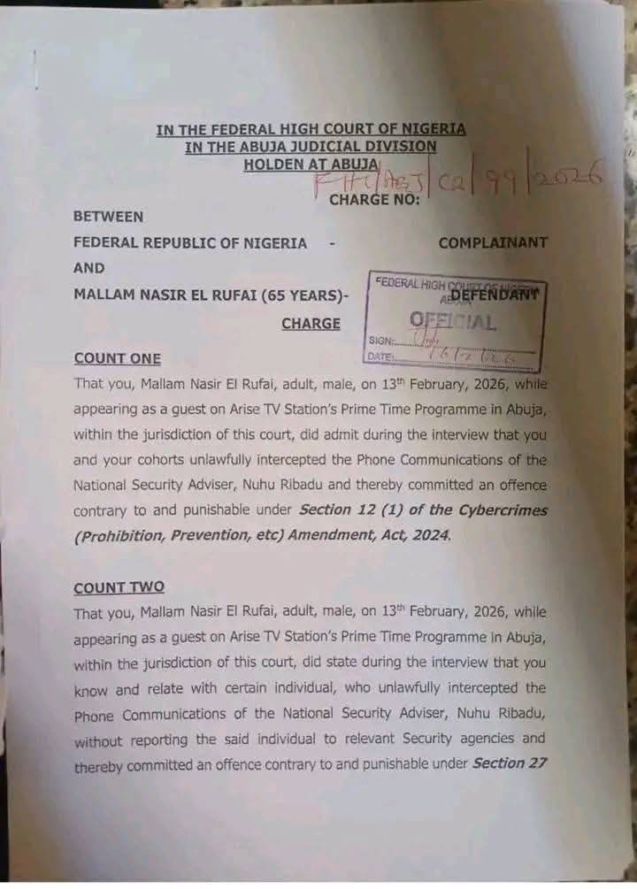 The DSS has filed a lawsuit against Nasir El-Rufai over allegations of intercepting the NSA’s phone...