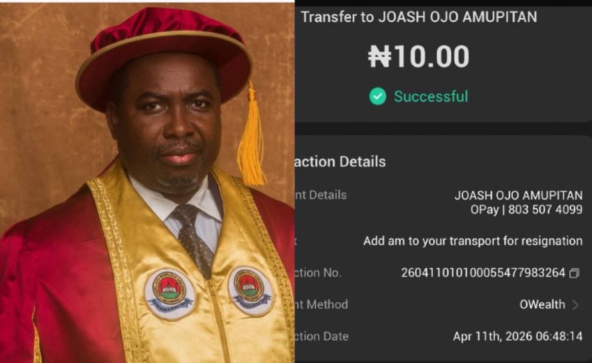Nigerians Send 10 Naira to INEC Chairman, Amupitan’s Alleged Account to Support His Resignation (PHO...