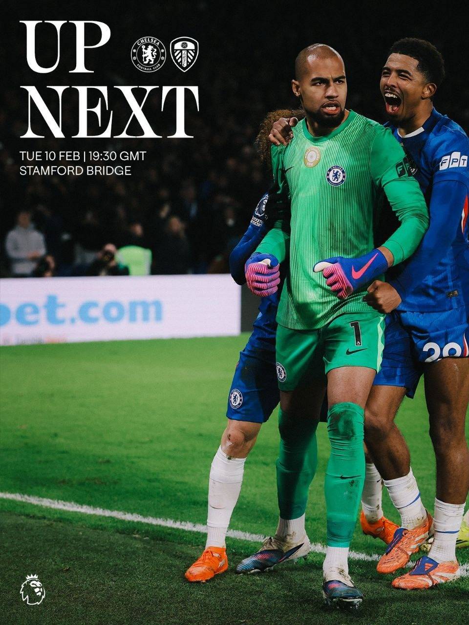 IT'S MATCHDAY! ๐ฆ
๐ Leeds
๐ Stamford Bridge
๐ค Premier League
โ๏ธ 8:30pm - Nigeria
โฑ๏ธ Robert Jone...