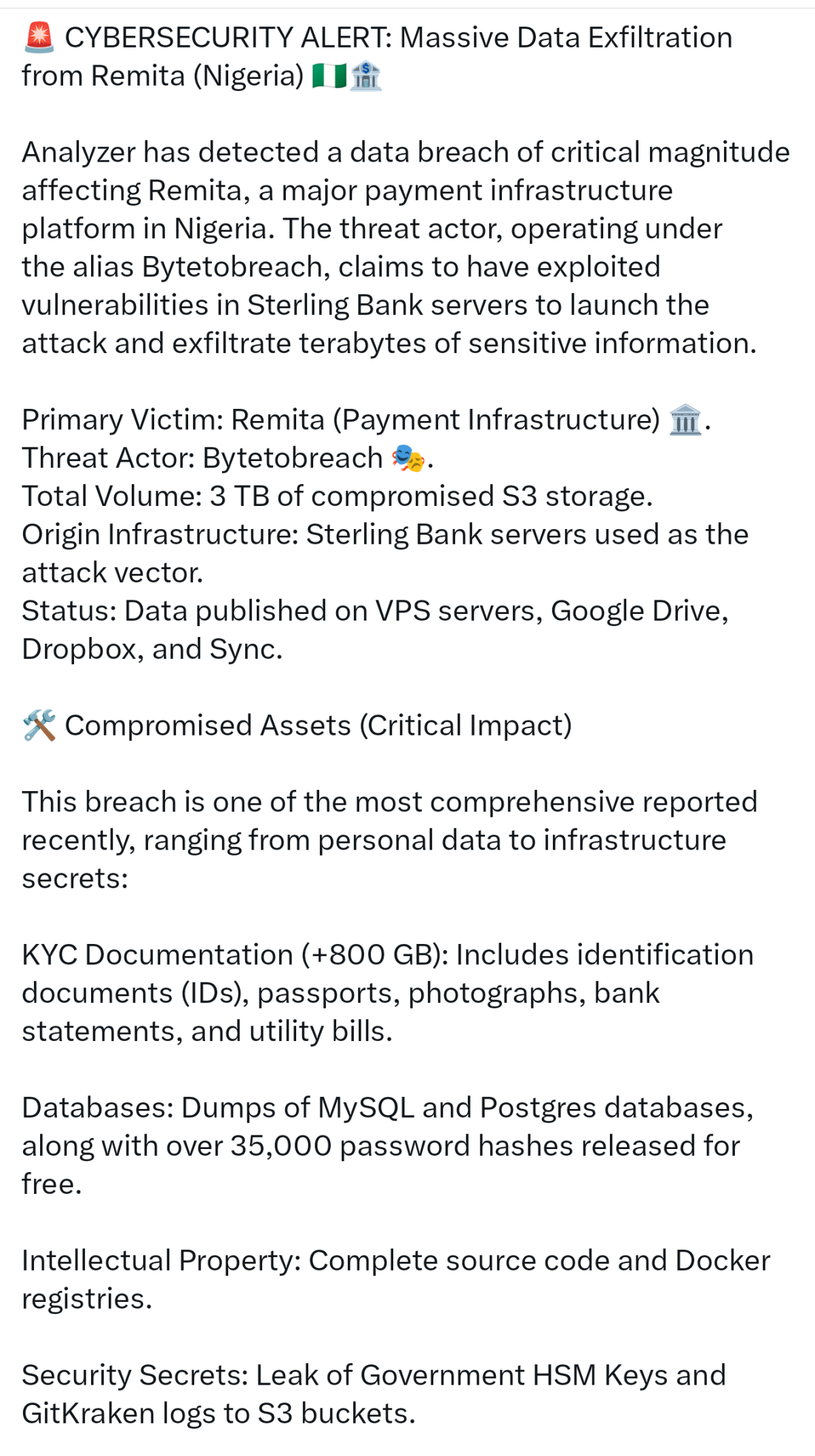 Apparently Nigeria's Remita has been compromised too
What a day in IT ๐๐๐