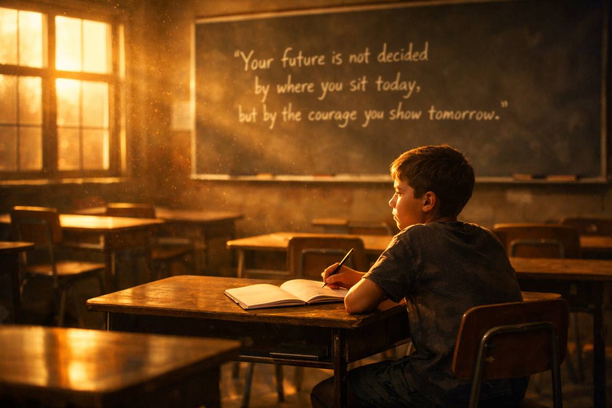 Some years ago, a young boy sat quietly at the back of a classroom. His notebook was almost empty, n...