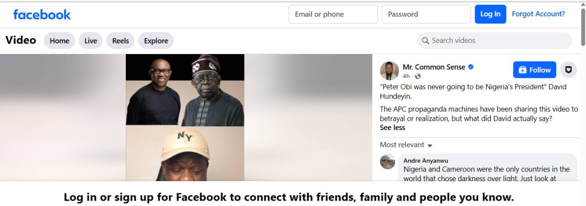 Mr. Common Sense
·
“Peter Obi was never going to be Nigeria’s President” David Hundeyin.
The APC pr...
