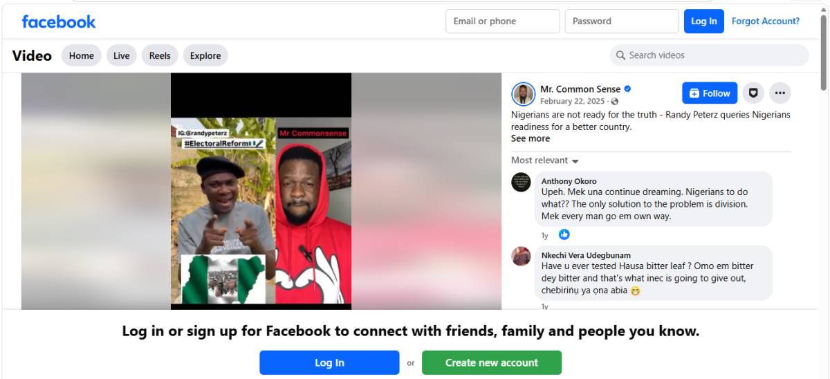Mr. Common Sense
February 22, 2025
·
Nigerians are not ready for the truth - Randy Peterz queries...
