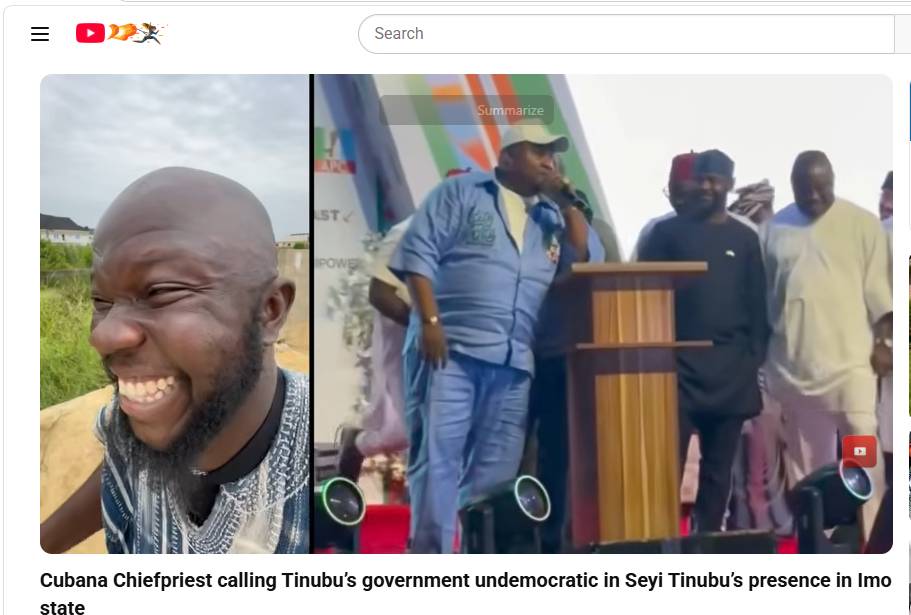 Cubana Chiefpriest calling Tinubu’s government undemocratic in Seyi Tinubu’s presence in Imo state...