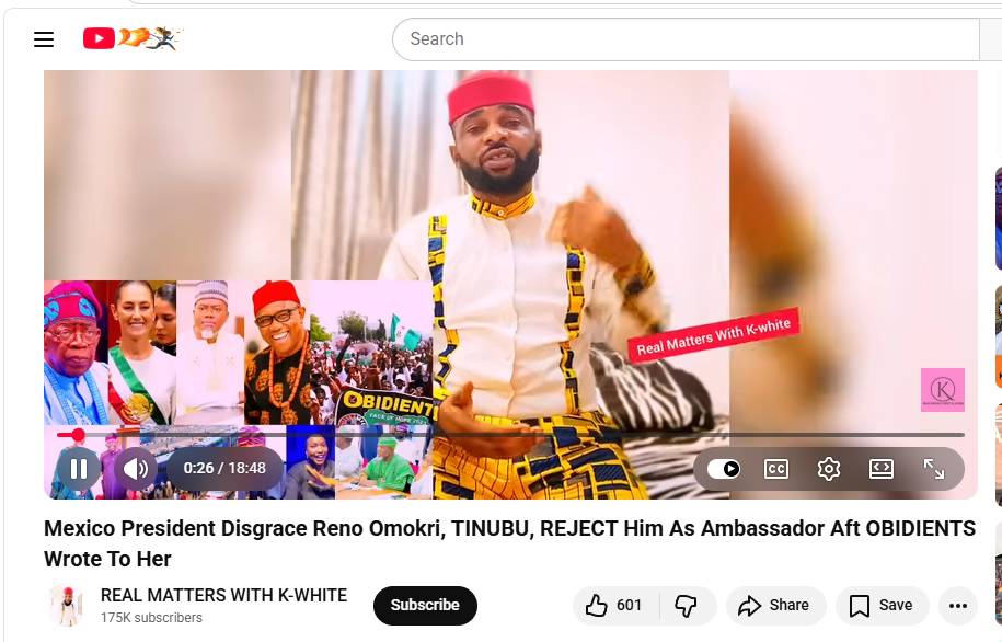 Mexico president disgrace Reno Omokri, Tinubu, reject him as Ambassador after obedient wrote to her...