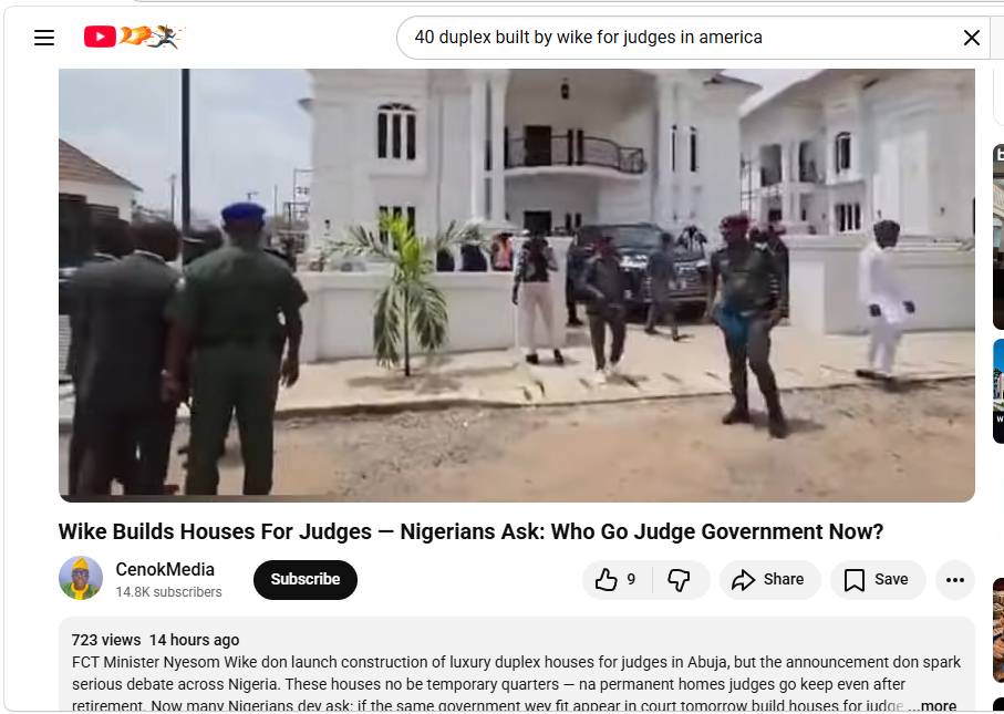 Why can`t he build the houses for all Nigerians why only the judges lots of Nigerians are homeless a...