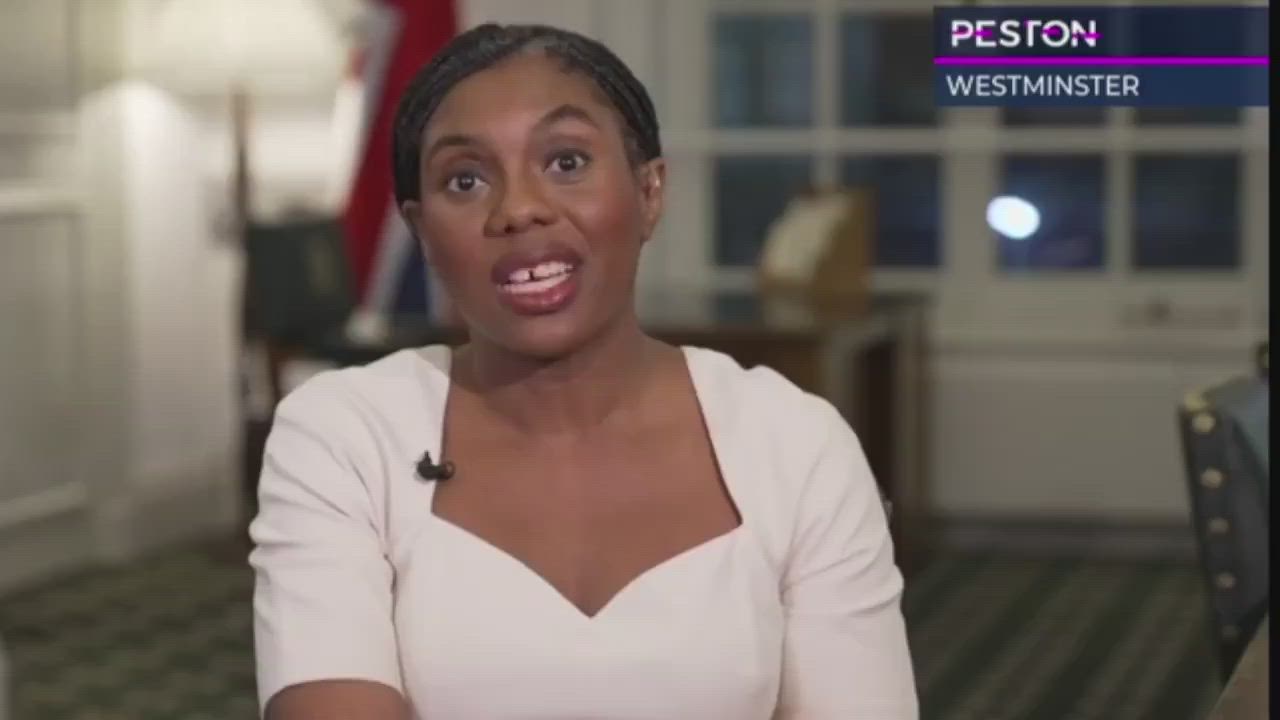 During a televised interview with UK politician Kemi Badenoch, a rat was seen moving in the backgrou...