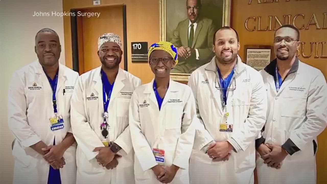 A milestone at Johns Hopkins Hospital, where five African American surgeons first lead its renowned...