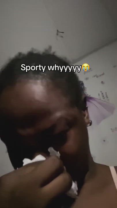 Lady cries uncontrollably after loosing her rent to sporty bet ....game on ..