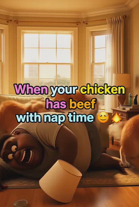 When your chicken has beef with nap time 😂🐔💥” A wake call up burst for dormancy 😂

Please like...