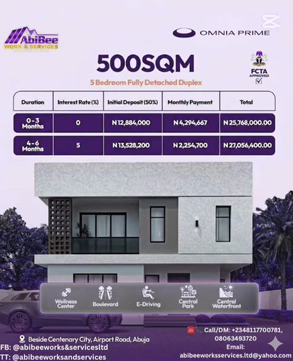 Omnia PRIME LAND
▪ 150sqm plots: ₦7,730,000 (3 Bedroom Terrace Duplex)
▪ 250sqm plots: ₦12,884,000...