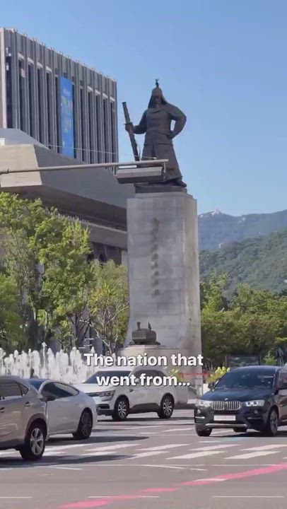 Korean-American counters a racist, showcasing South Korea's post-1960s economic transformation from...