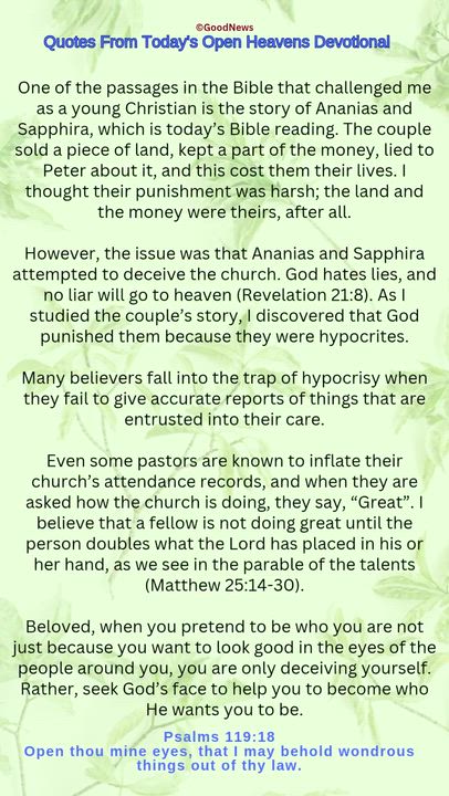 #QuoteFromTodaysOpenHeaven
Read through and follow the steps and action points. Be inspired, love Go...