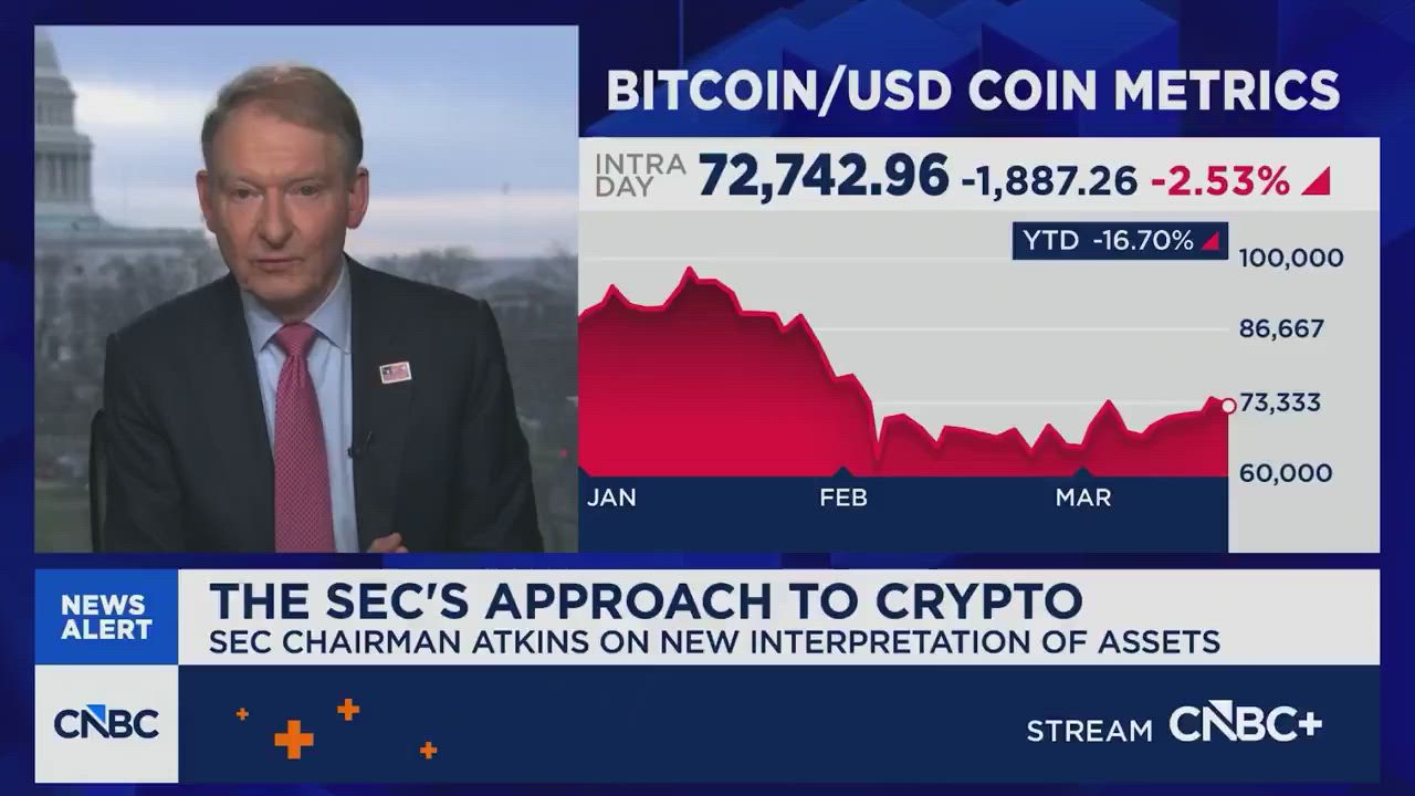 JUST IN: 🇺🇸 SEC Chair Paul Atkins says the agency is setting up "framework" for crypto so people can...