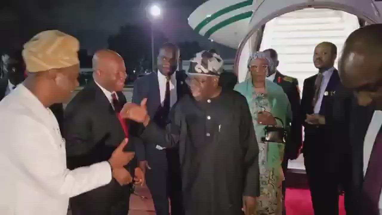 Video of President Bola Tinubu arrival to Nigeria after successful UK Visit