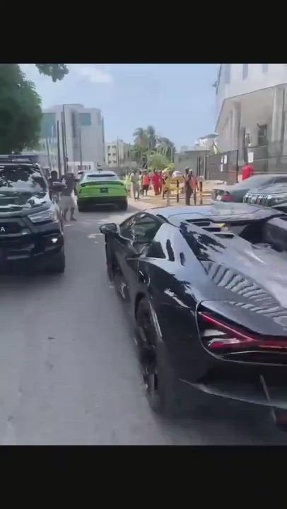 Nigerian football star Victor Osimhen on the streets of Lagos in his Lamborghini revuelto
