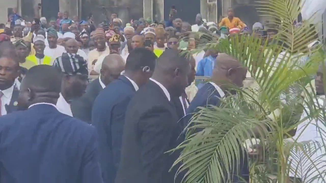 President Bola Tinubu arrival at the Eid Ground, Defence Mosque, Dodan Barracks, Lagos State