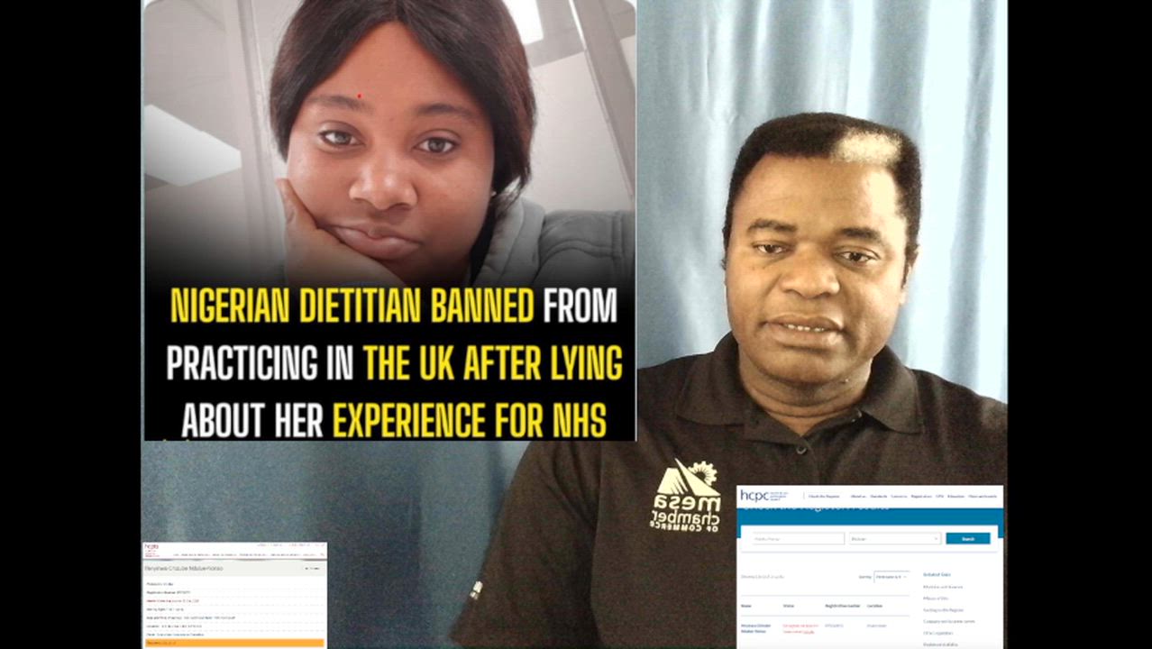 Nigerian Dietitian Banned from Practicing in the UK after Lying About Her Experience for NHS Job.