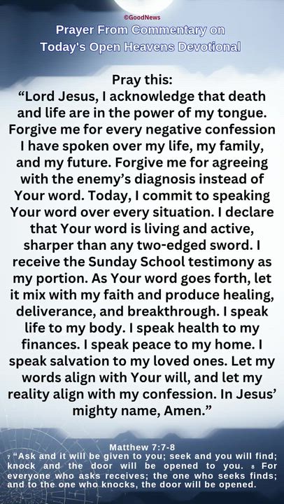 Pray this:
“Lord Jesus, I acknowledge that death and life are in the power of my tongue. Forgive me...