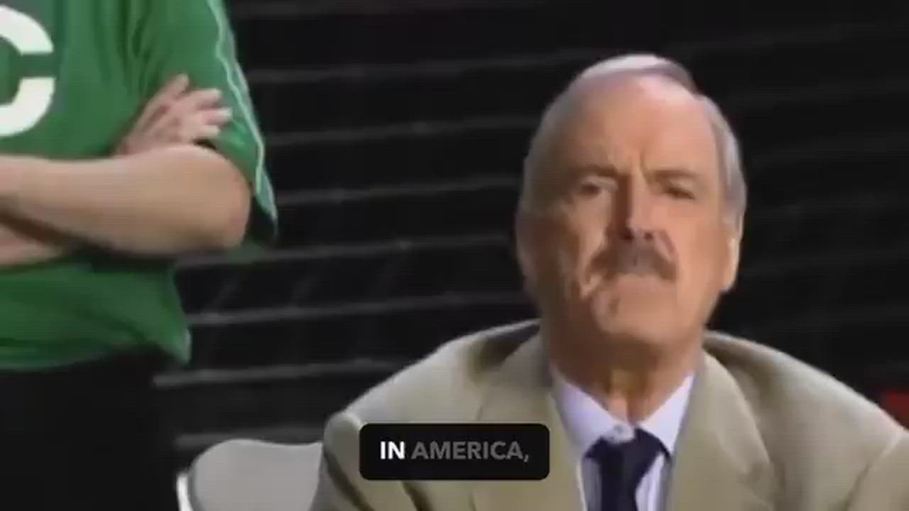 comedian John Cleese explaining soccer's limited U.S. appeal as a "thinking person's game" due to it...