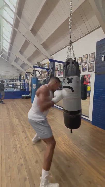 Anthony Joshua is back in training after surviving a ghastly motor accident in Nigeria.
