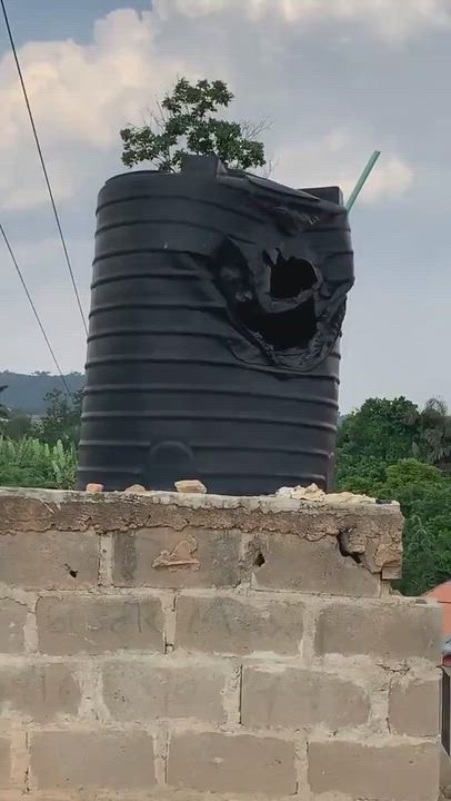 Man shares how his water tank melted under the sun in Oye Ekiti